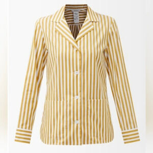 Max Mara Leisure "Gerald" Stripe Jacket Shirt Relaed Fit Fall Yellow, sz XS